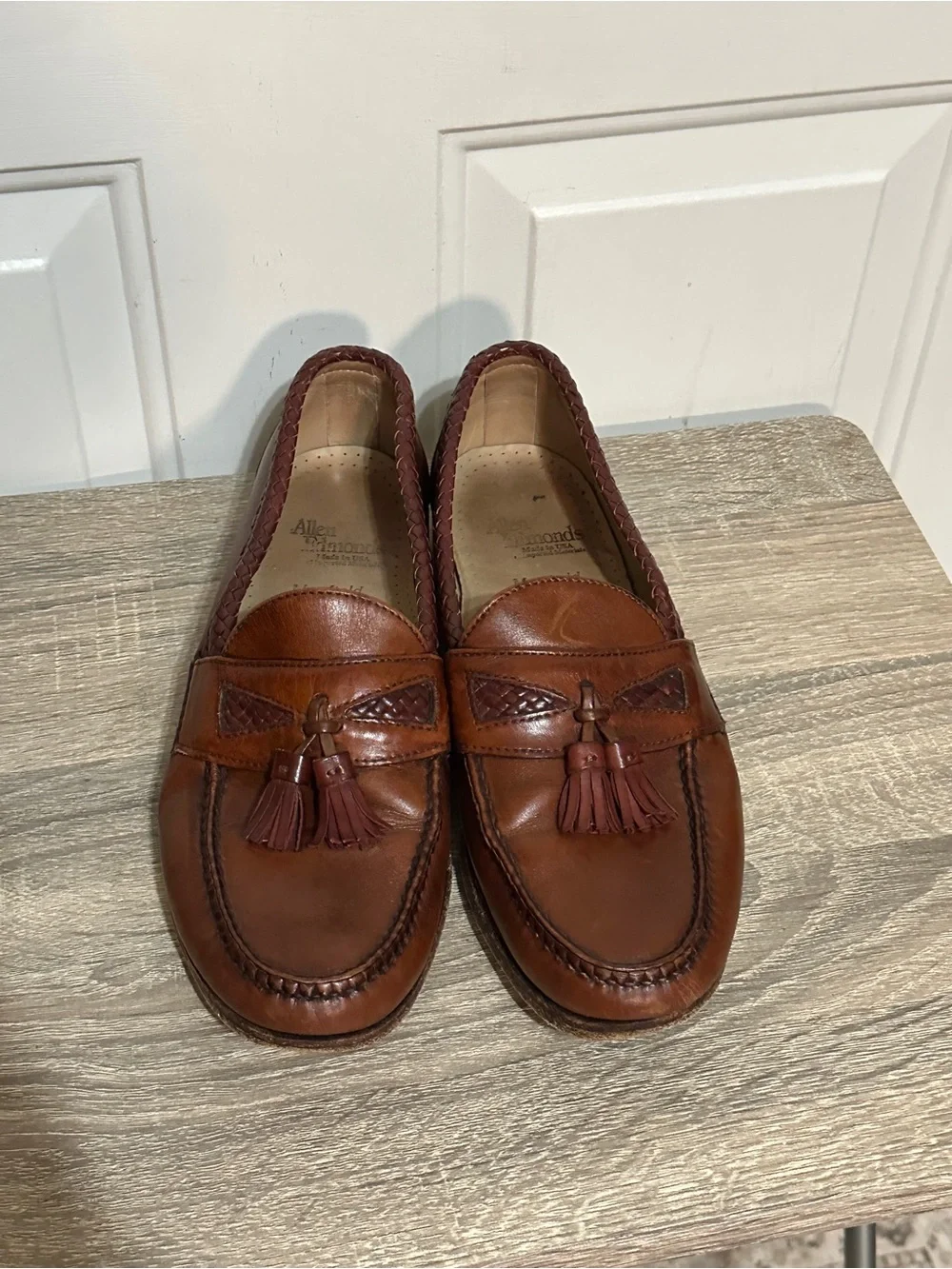 Allen Edmonds Maxfield Brown British Tan Leather Tassel Loafers Men's US 10 D